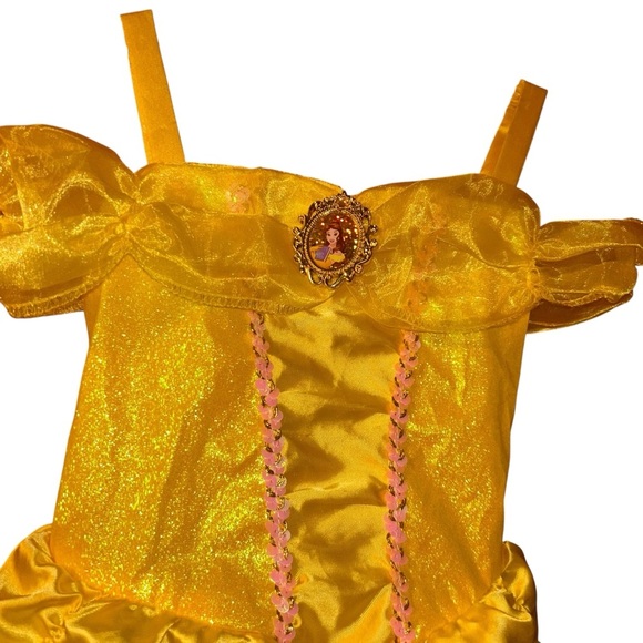 Disney princess beauty and beast Belle yellow glitter costume play dress 4-6X - Picture 2 of 3